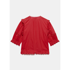 Mint Velvet Red Ruffle Trim Cotton Top